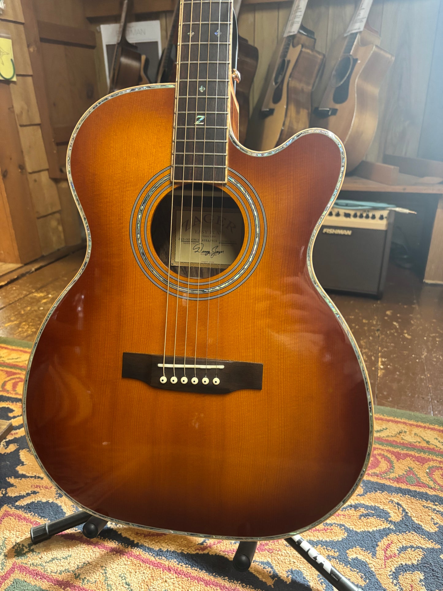 Zager ZAD-900OMCE Aura/VCS Acoustic-Electric Cutaway Guitar with ToneWood Amp - USED